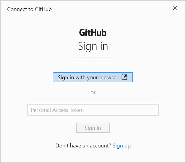 The window asking you to sign in to GitHub