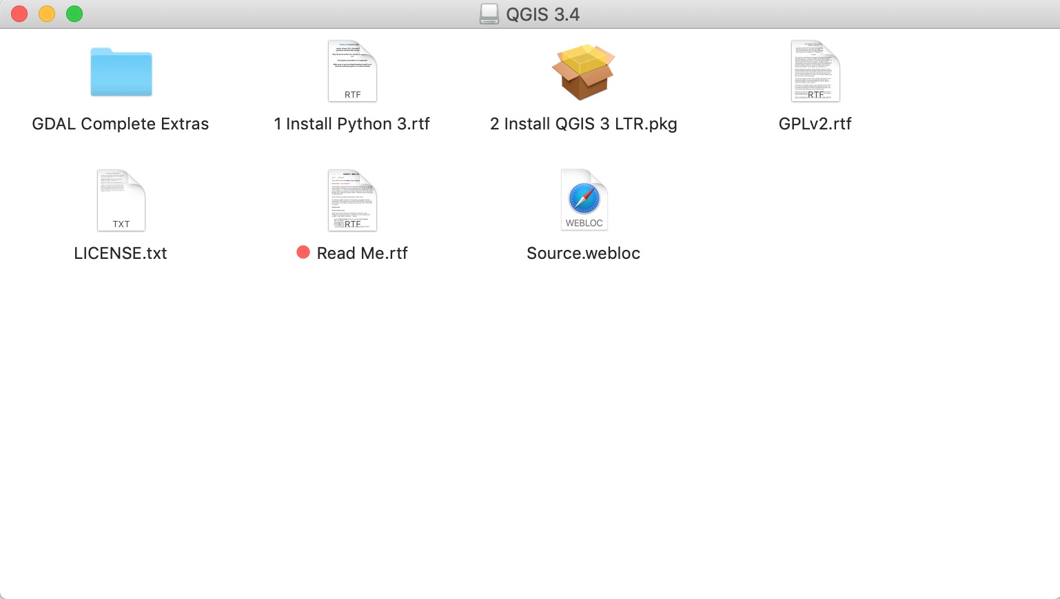 osx file explorer showing QGIS installation files
