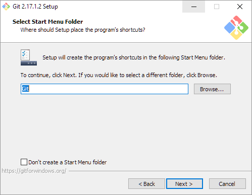 textbox with browse button listing start menu folder options