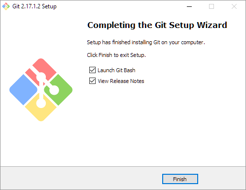 final installation window that says "completing the git setup wizard"