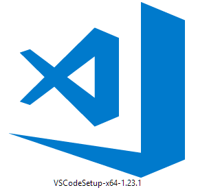 installer shortcut - shaded blue box with ribbon logo. It has something like `VSCodeSetup-` at the front of its filename