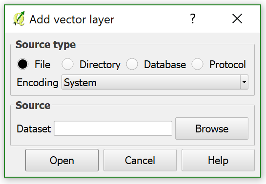 Add Vector Layer Window