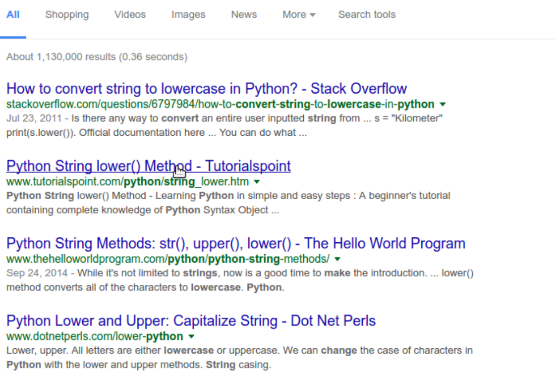 Google search results with stack overflow answer on top